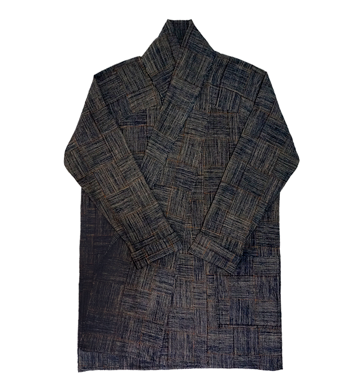 mittan 藍×泥染め ラオスコットン羽織りシャツ　SH-16　サイズ3